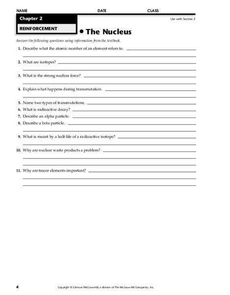 The Nucleus Worksheet