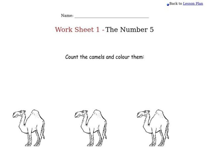 The Number 5 Worksheet