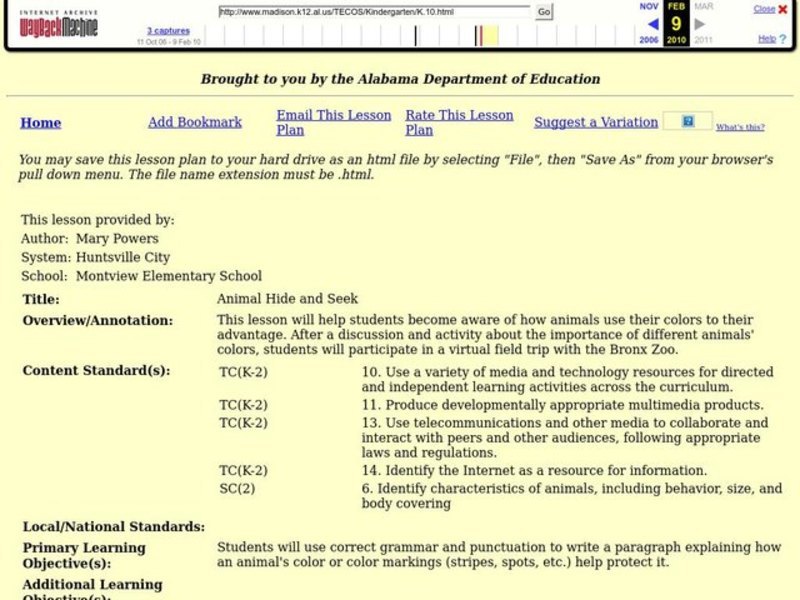 Animal Hide and Seek Lesson Plan