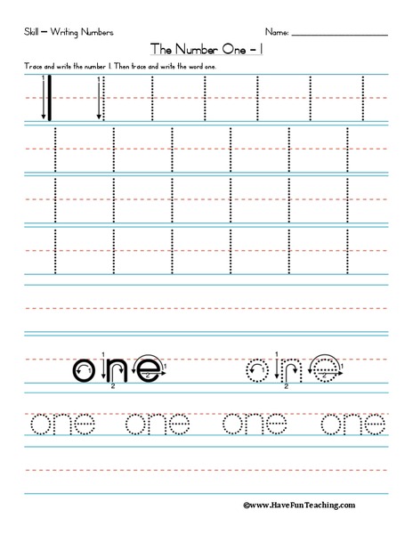 The Number One Worksheet