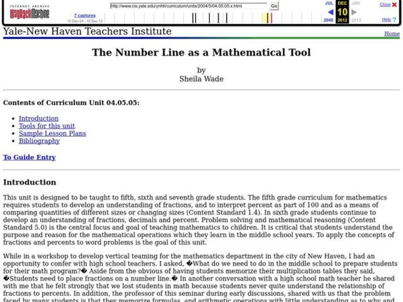 The Number Line Lesson Plan
