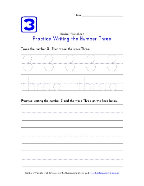 The Number Three Worksheet