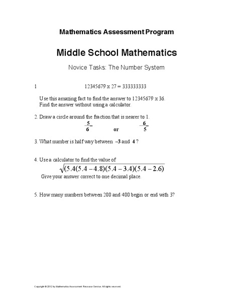 The Number System Assessment