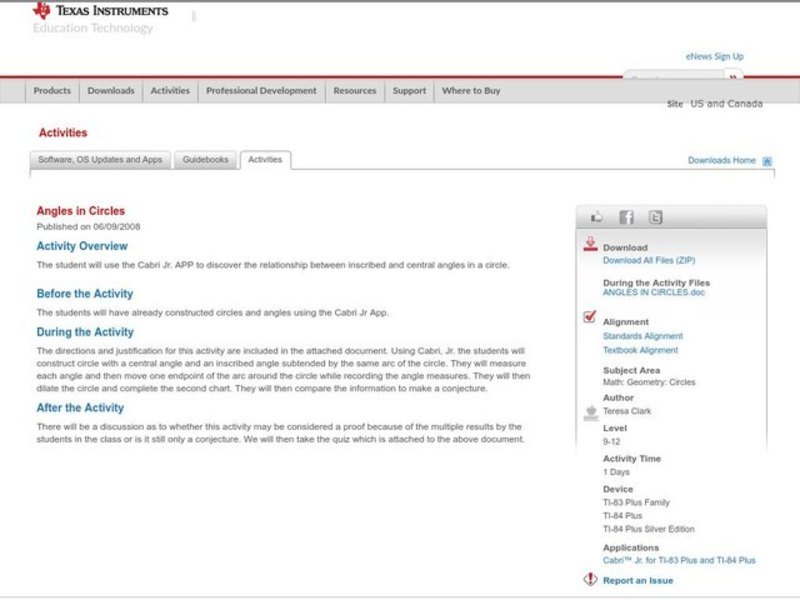 Angles in Circles Lesson Plan