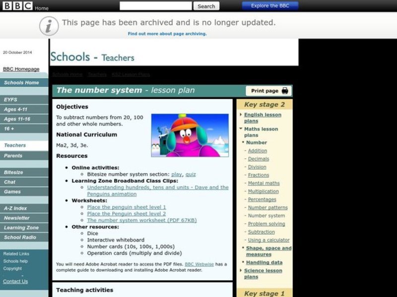 The Number System Lesson Plan