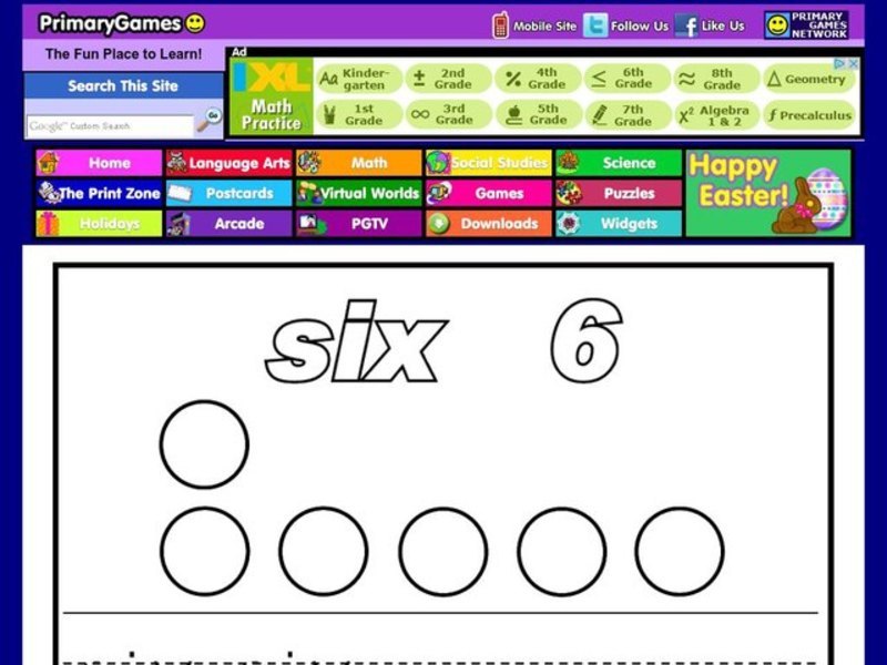 The Number Six Worksheet