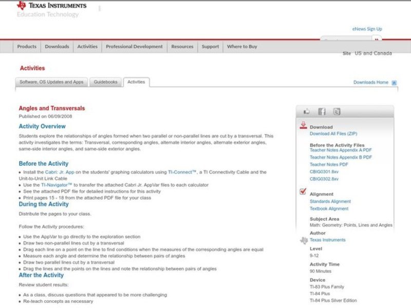Angles and Transversals Lesson Plan