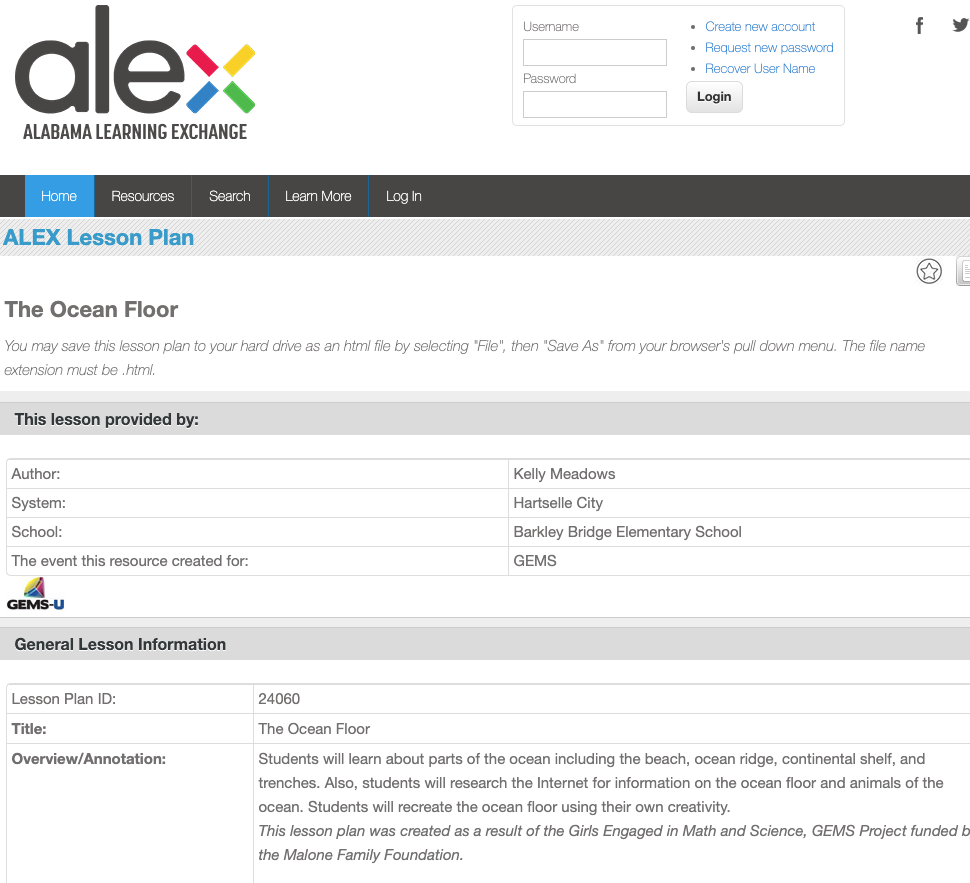 The Ocean Floor Lesson Plan