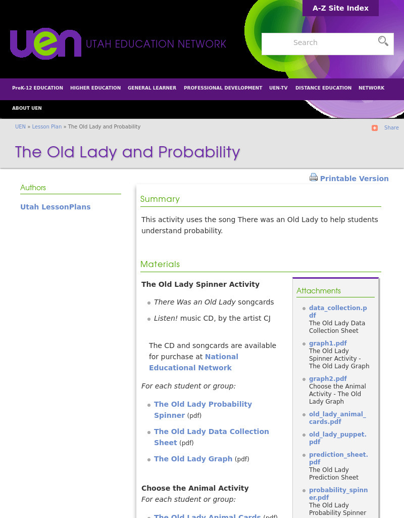 The Old Lady and Probability Lesson Plan