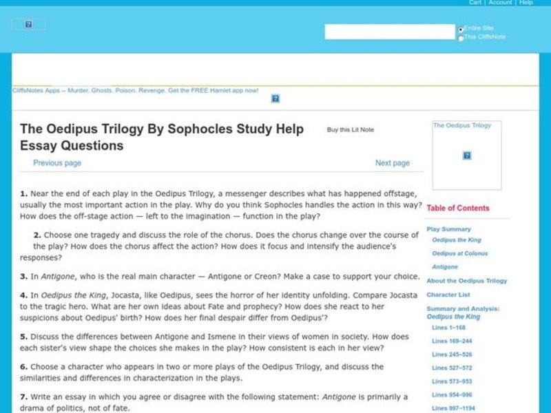 The Oedipus Trilogy by Sophocles Interactive