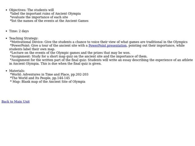 The Olympics Lesson Plan