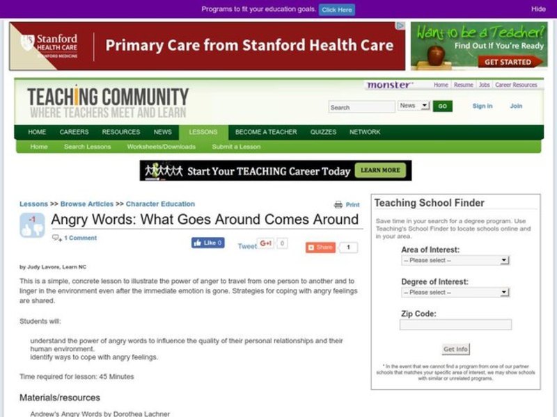 Angry Words: What Goes Around Comes Around Lesson Plan