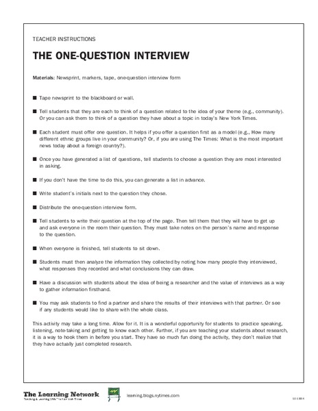 The One-Question Interview Lesson Plan