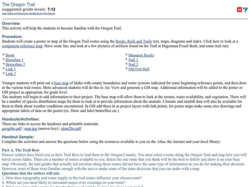 The Oregon Trail Lesson Plan