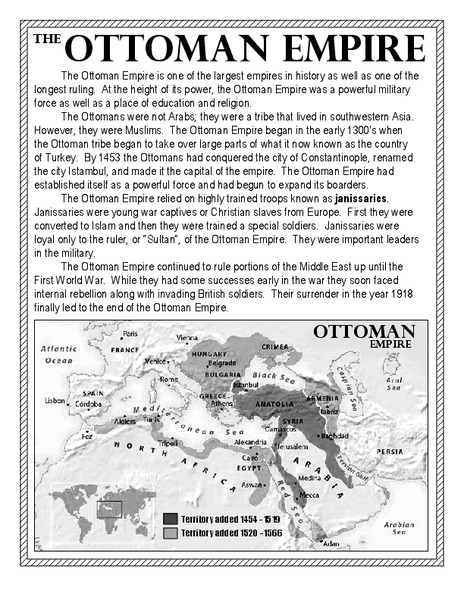 The Ottoman Empire Worksheet