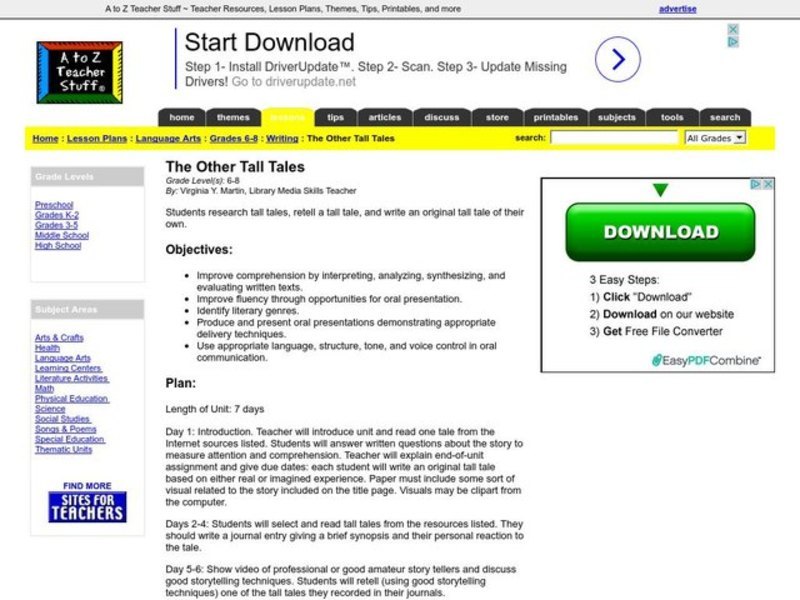 The Other Tall Tales Lesson Plan