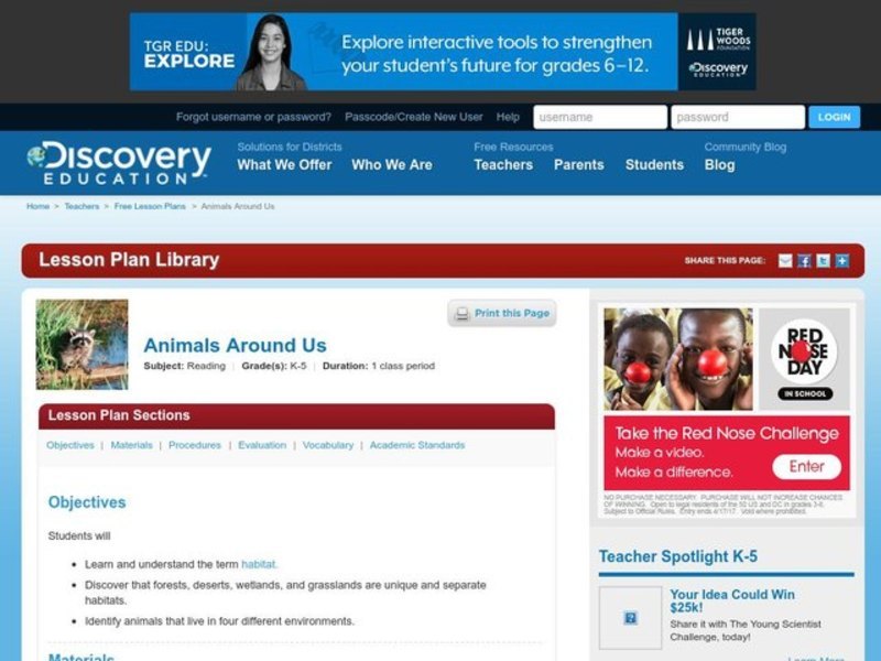 Animals Around Us Lesson Plan