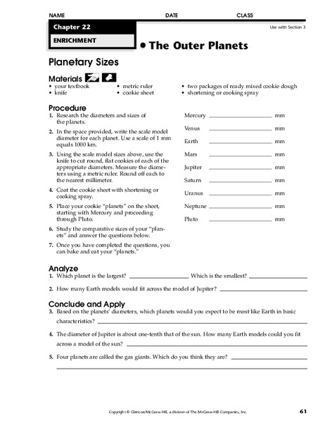The Outer Planets Worksheet