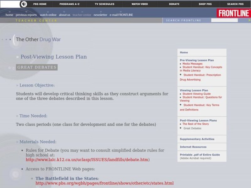 The Other Drug War Lesson Plan