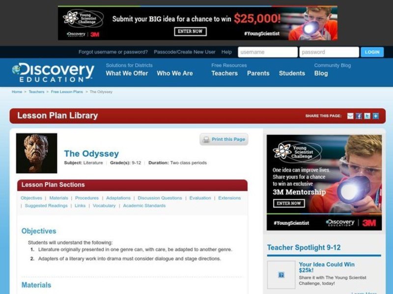 The Odyssey Lesson Plan