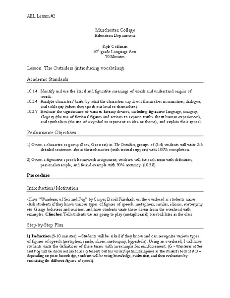 The Outsiders Lesson Plan