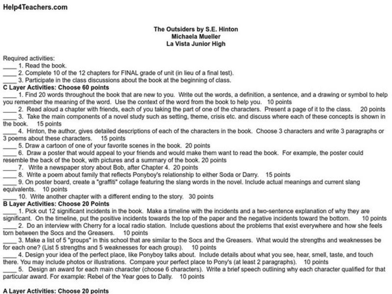 The Outsiders Lesson Plan