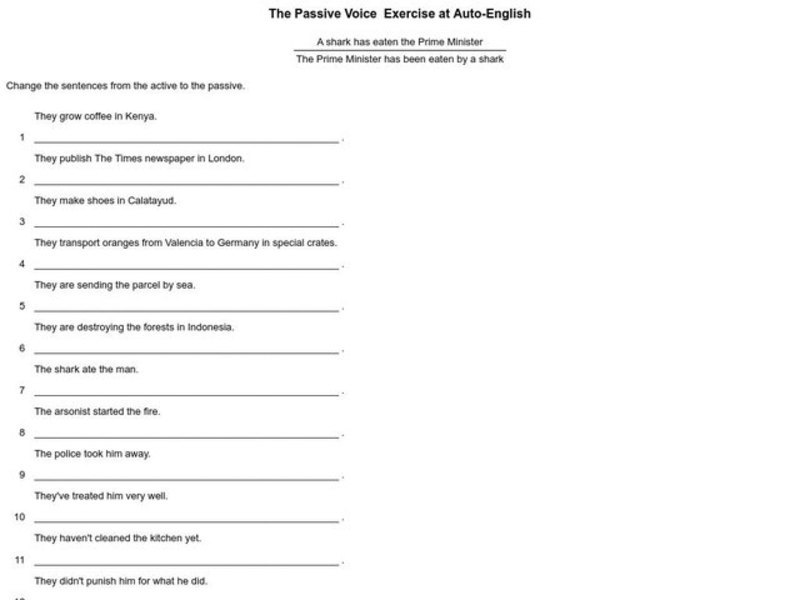 The Passive Voice Exercise Interactive