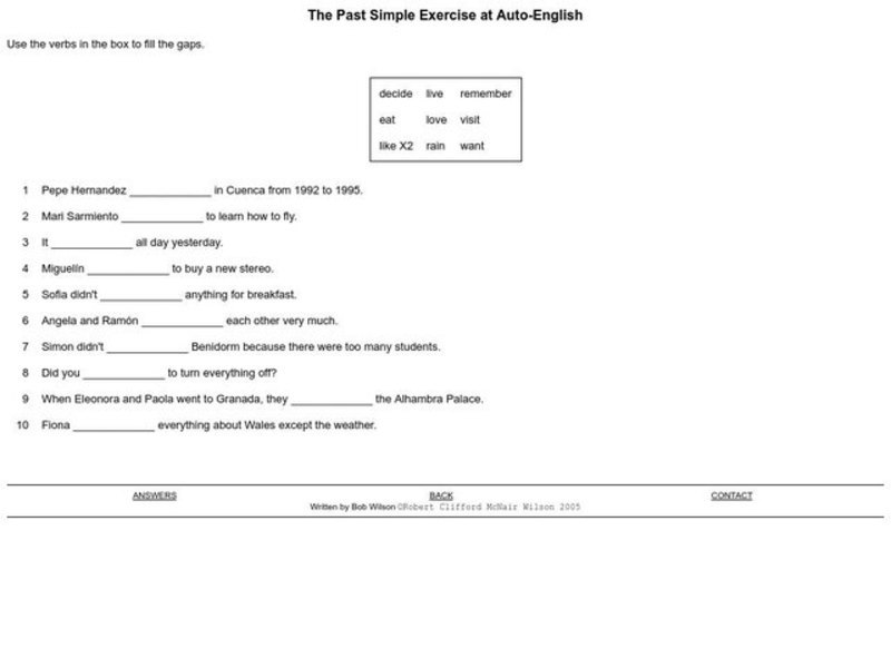 The Past Simple Exercise Worksheet