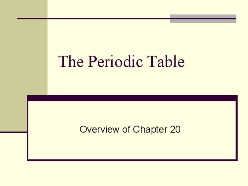 The Periodic Table PPT