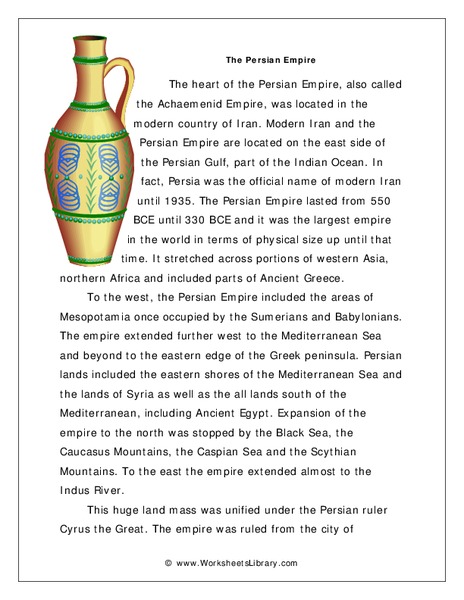 The Persian Empire Worksheet