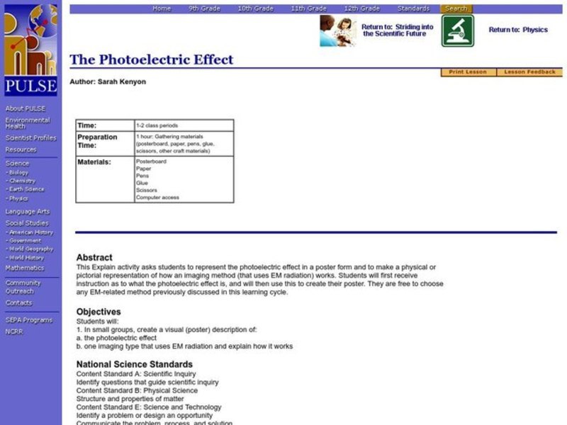 The Photoelectric Effect Lesson Plan