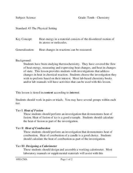 The Physical Setting Lesson Plan