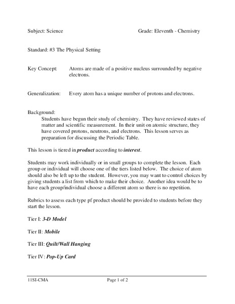 The Physical Setting Lesson Plan