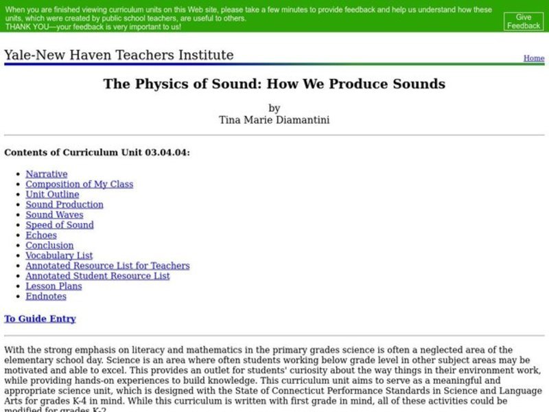 The Physics of Sound: How We Produce Sounds Lesson Plan