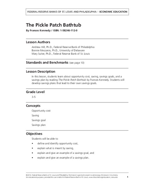 The Pickle Patch Bathtub Lesson Plan
