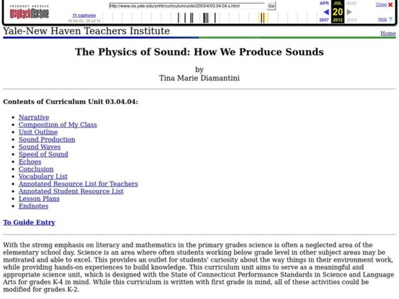 The Physics of Sound: How We Produce Sounds Lesson Plan