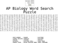 AP Biology Word Search Worksheet
