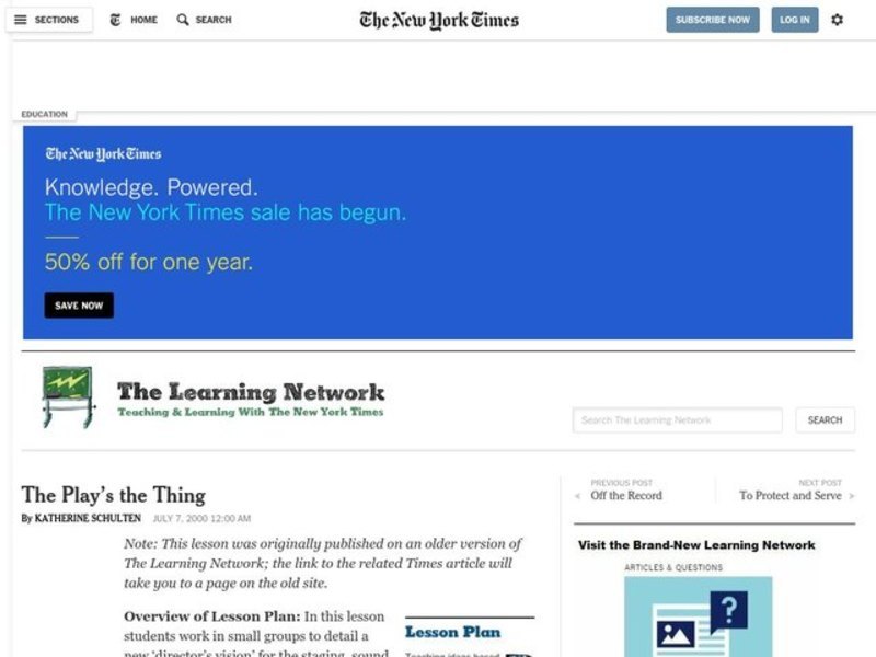 The Play's the Thing Lesson Plan