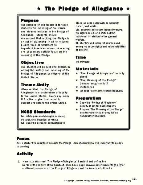 The Pledge of Allegiance Lesson Plan