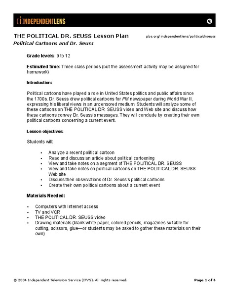 The Political Dr. Seuss Lesson Plan