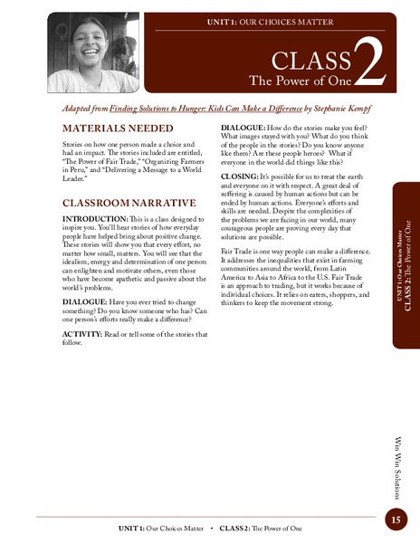 The Power of One Lesson Plan