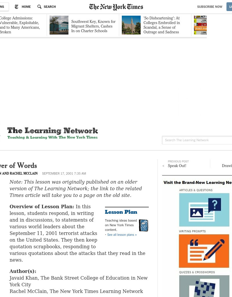 The Power Of Words Lesson Plan