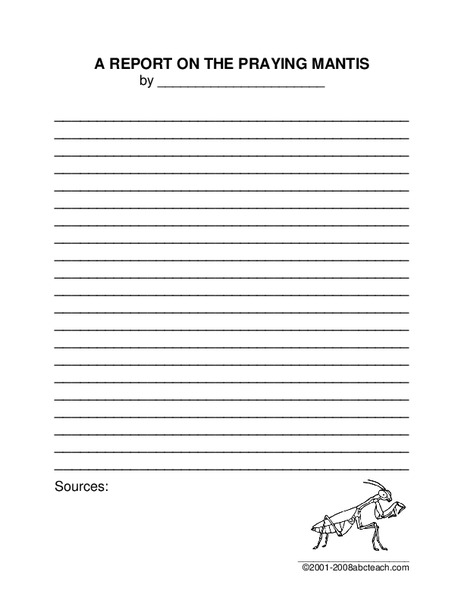 The Praying Mantis Worksheet
