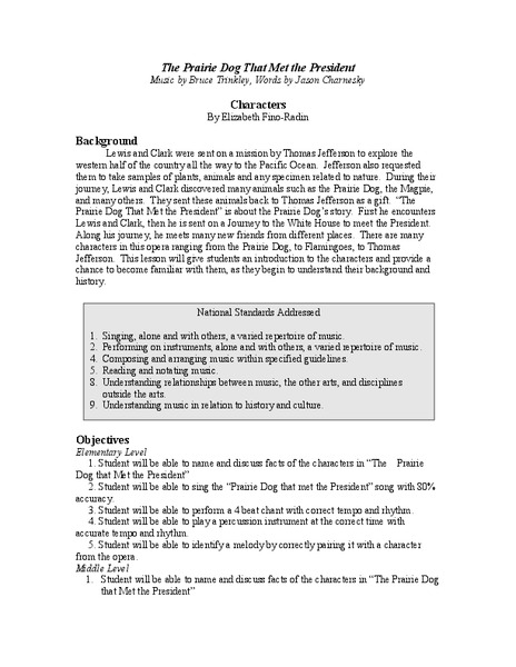 The Prairie Dog That Met the President Lesson Plan