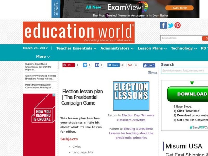 The Presidential Campaign Game Lesson Plan