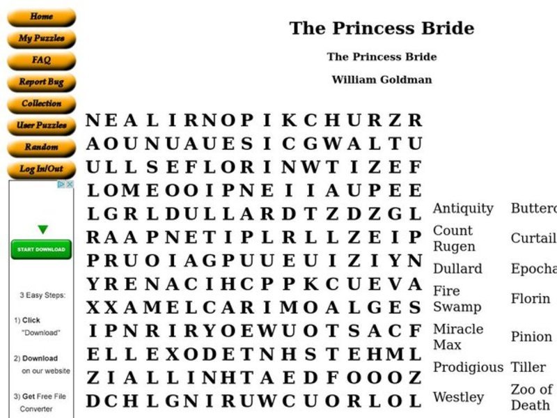 The Princess Bride Worksheet