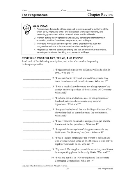 The Progressives Lesson Plan