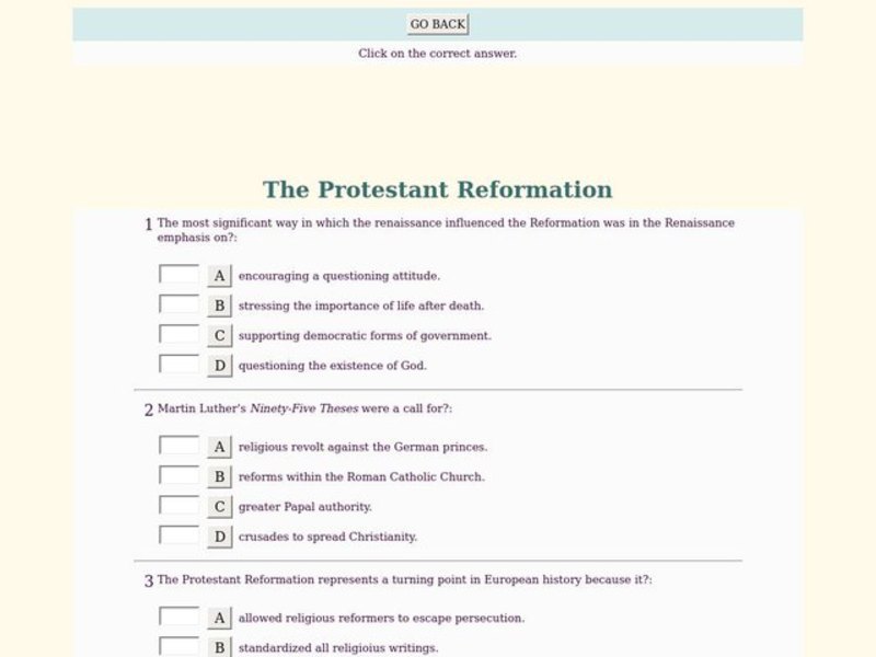The Protestant Reformation Interactive