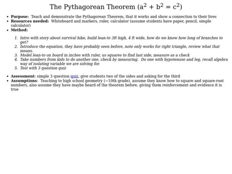 The Pythagorean Theorem Lesson Plan