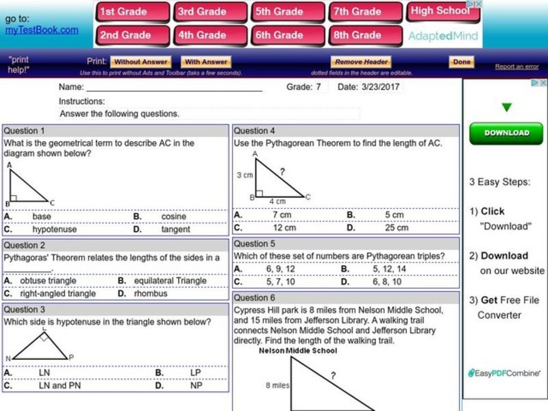 The Pythagorean Theorem Interactive